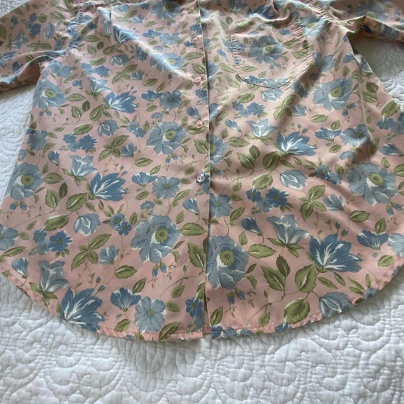 Hasting & Smith Vintage Button Up Shirt Dusty Pink Floral Short Sleeve Size 14 - Picture 10 of 13